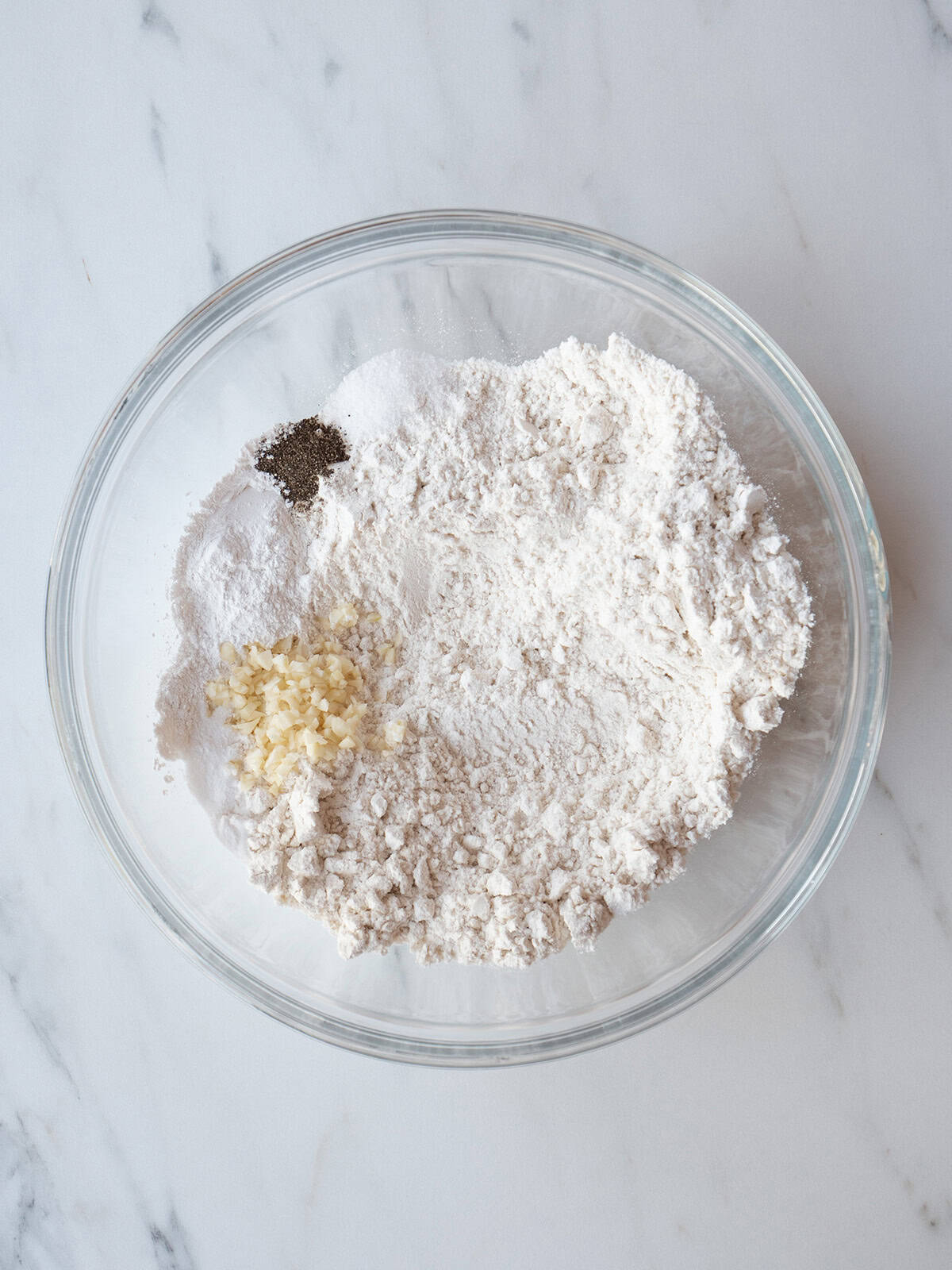 Bowl of dry ingredients for baking