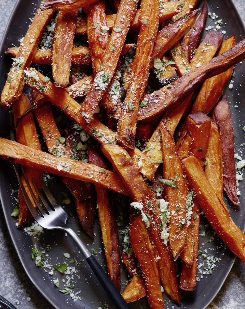 Garlic herb sweet potato fries