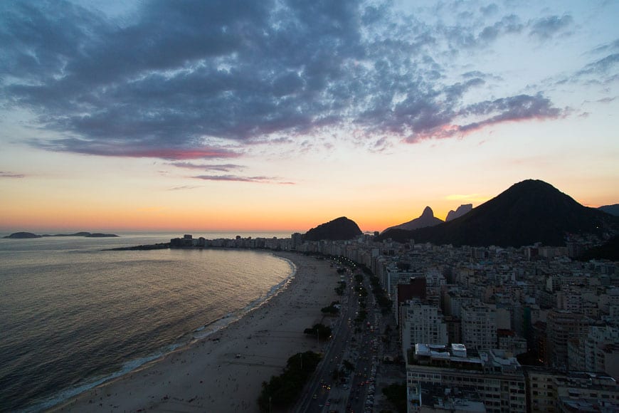 Sunset over Copacabana Beach