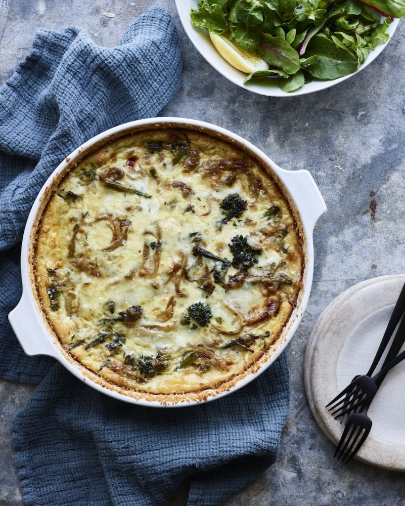 Broccolini Fontina Quiche - What's Gaby Cooking