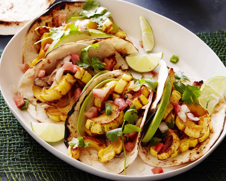 Vegetarian Tacos with Delicata Squash and Mushrooms from www.whatsgabycooking.com (@whatsgabycookin)