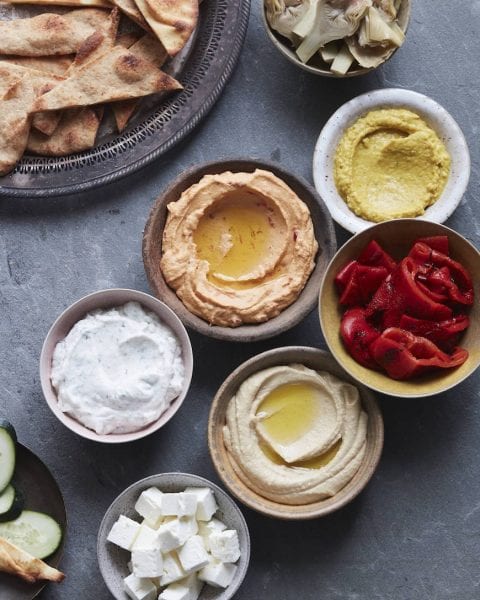 Hummus Bar With Naan Crisps - What's Gaby Cooking