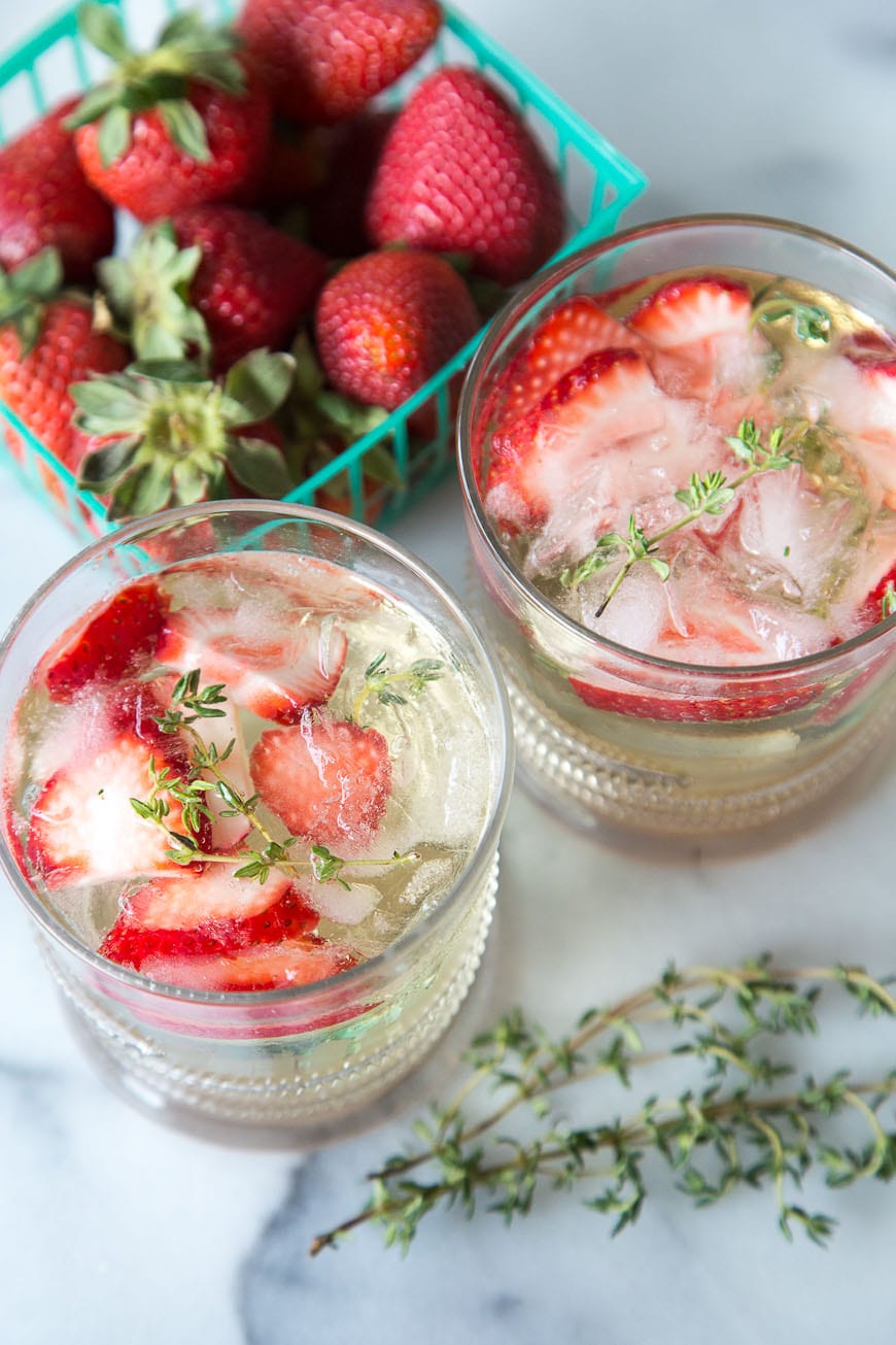 Strawberry Thyme Lillet Spritzers
