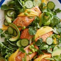 Loaded Sesame Ginger Salmon Salad from www.whatsgabycooking.com (@whatsgabycookin)