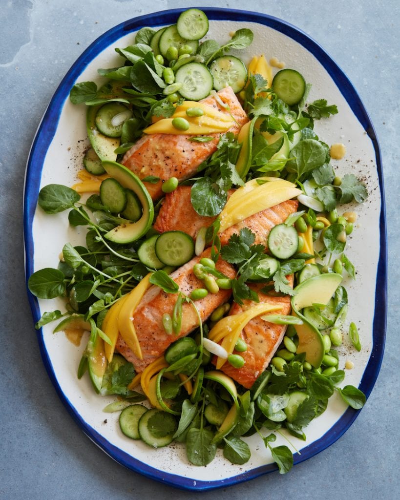 Loaded Sesame Ginger Salmon Salad from www.whatsgabycooking.com (@whatsgabycookin)