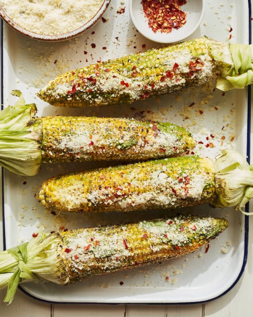 Basil Parmesan Grilled Corn from www.whatsgabycooking.com (@whatsgabycookin) / BBQ sides