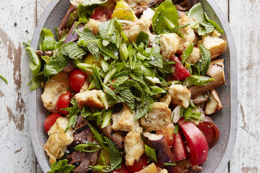 Grilled Eggplant Panzanella from www.whatsgabycooking.com (@whatsgabycookin)