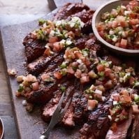 Grilled Flank Steak with Poblano Pico from www.whatsgabycooking.com (@whatsgabycookin)