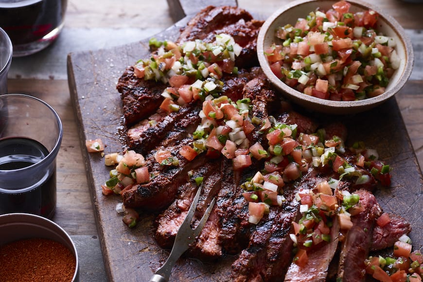 Grilled Flank Steak With Poblano Pico - What's Gaby Cooking