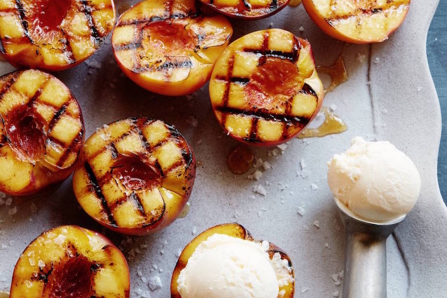 Grilled Peaches With Vanilla Ice Cream - What's Gaby Cooking