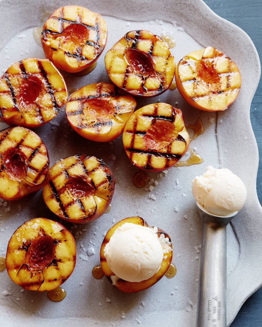 Grilled Peaches with Vanilla Ice Cream from www.whatsgabycooking.com (@whatsgabycookin)