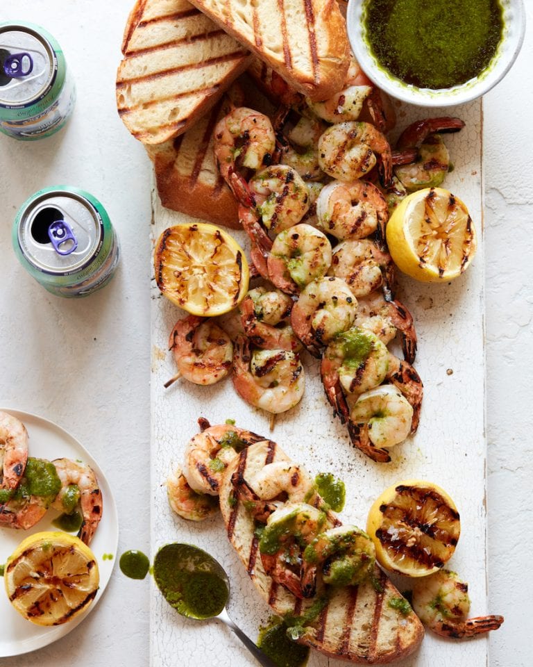 Grilled Shrimp With Cilantro Pesto - What's Gaby Cooking