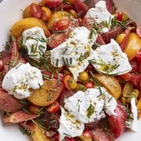 Marinated Tomato and Burrata Salad from www.whatsgabycooking.com (@whatsgabycooking)