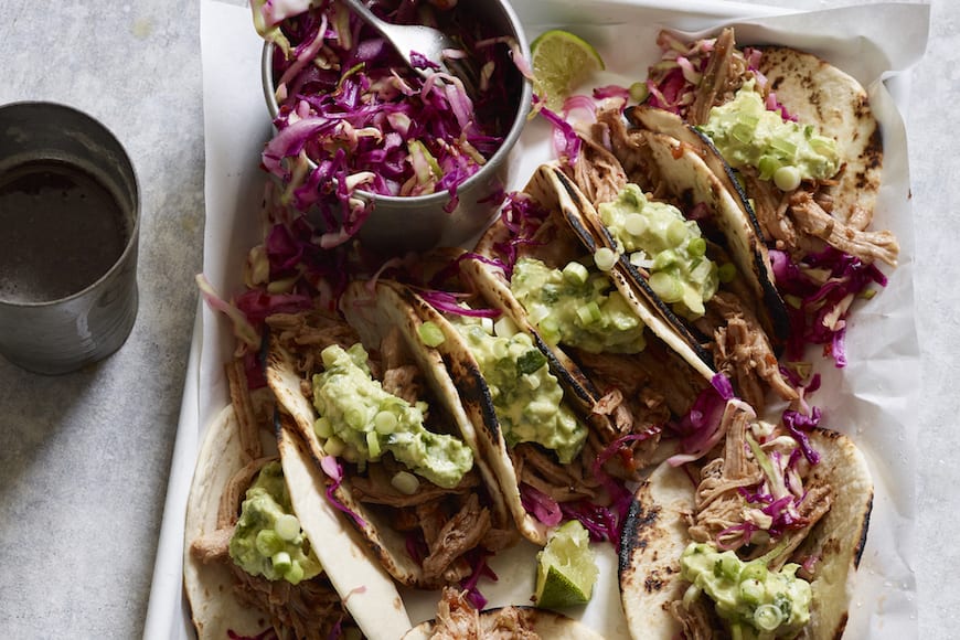 Pulled Pork Tacos with Avocado Crema from www.whatsgabycooking.com (@whatsgabycookin)