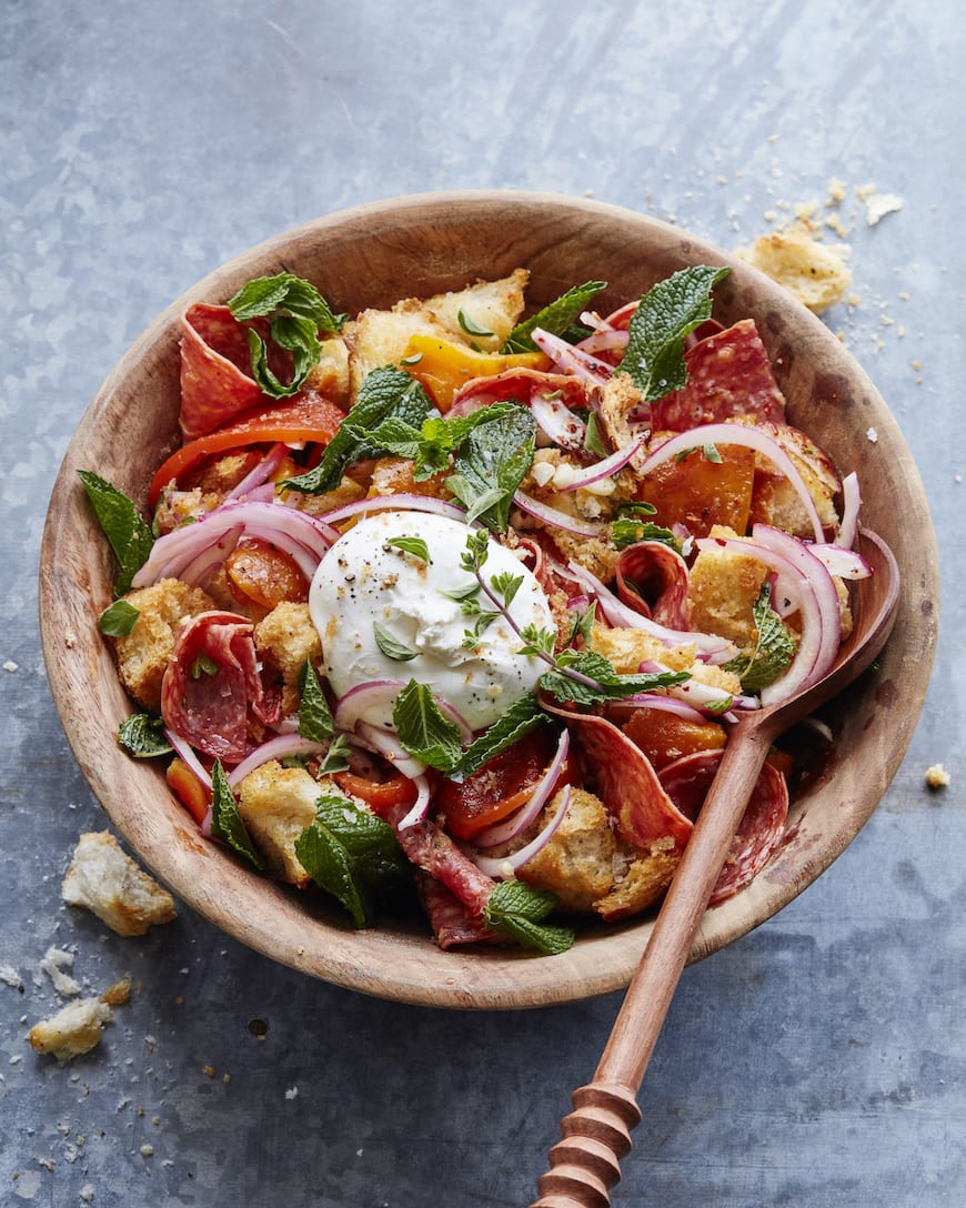 Roasted Pepper Panzanella from www.whatsgabycooking.com (@whatsgabycookin)