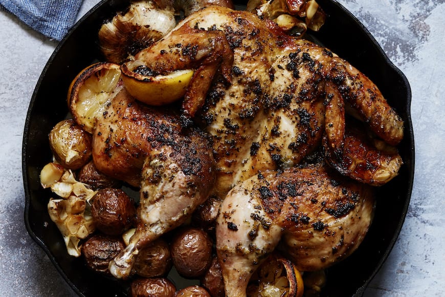 Lemon Roasted Spatchcock Chicken from www.whatsgabycooking.com (@whatsgabycookin)