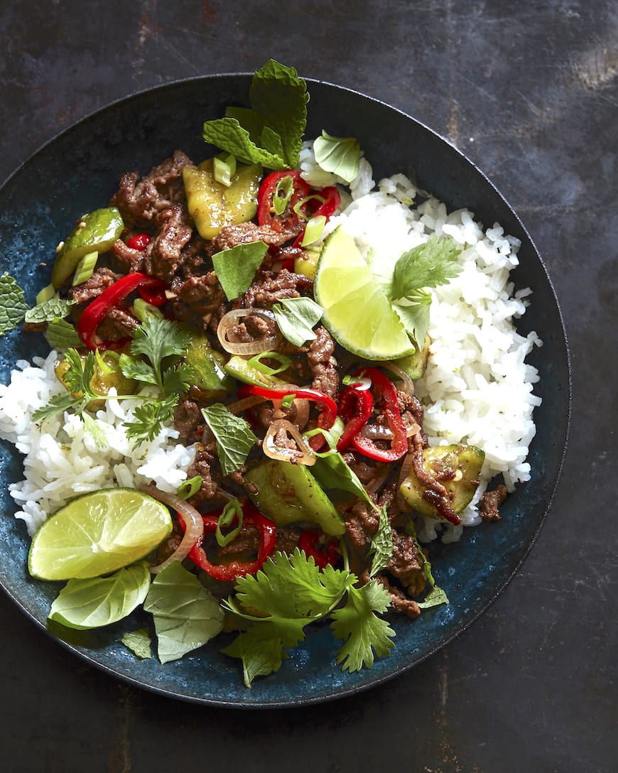 Spicy Beef Larb with Coconut Rice