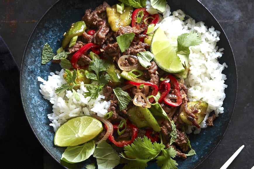 Spicy Beef with Coconut Rice from www.whatsgabycooking.com (@whatsgabycookin)