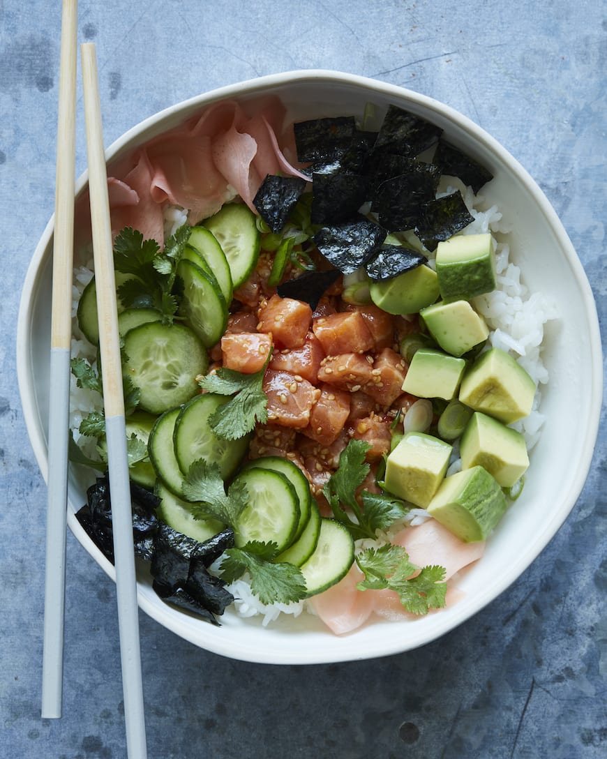 Spicy Salmon Sushi Bowls from www.whatsgabycooking.com (@whatsgabycookin)