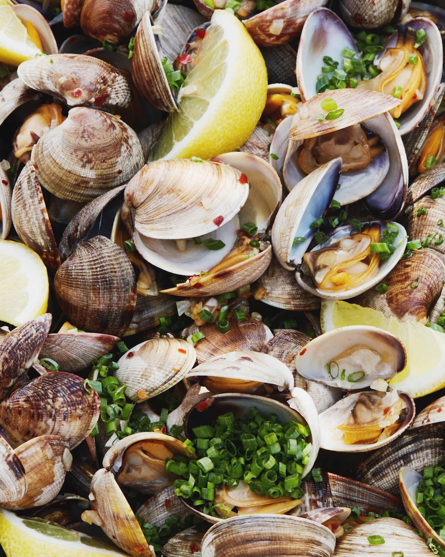 Steamed Clams with Garlic and Chives from www.whatsgabycooking.com (@Whatsgabycookin)