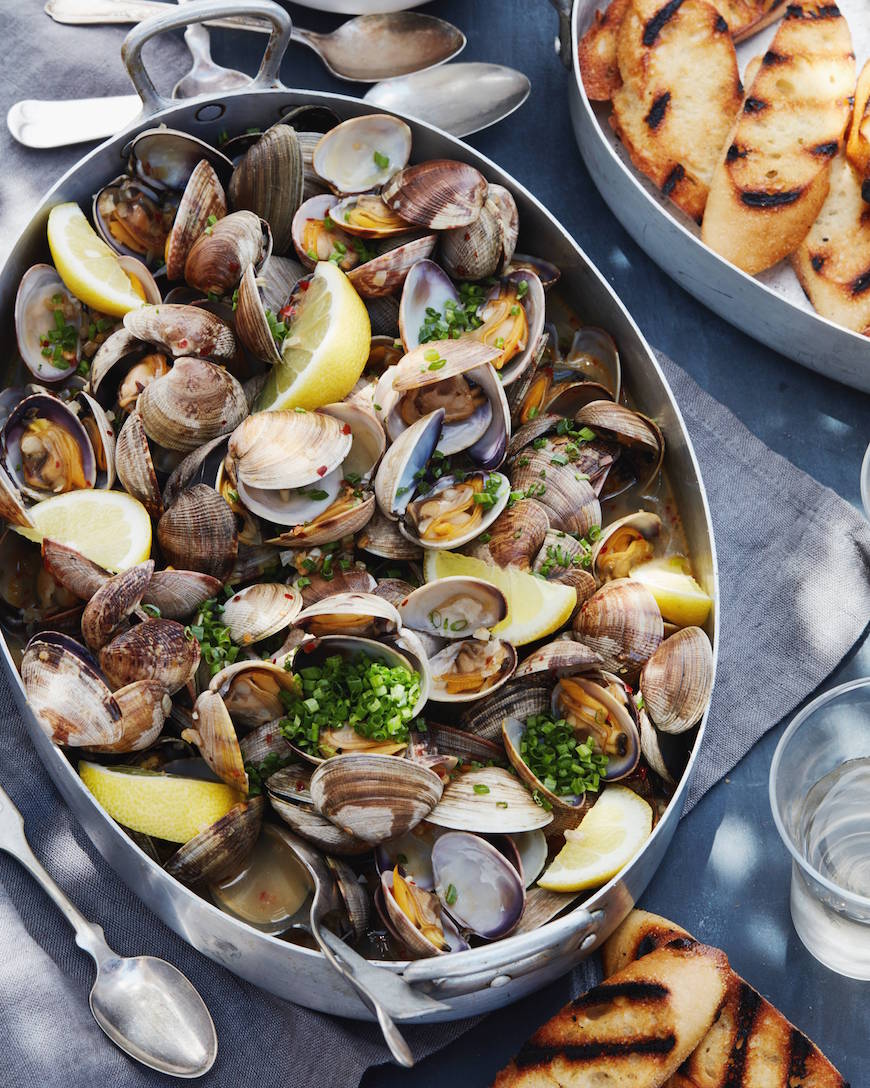 Steamed Clams with Garlic and Chives from www.whatsgabycooking.com (@Whatsgabycookin)