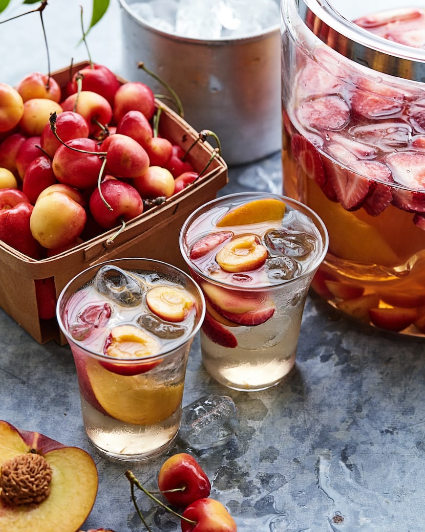 Stone Fruit and Strawberry Sangria