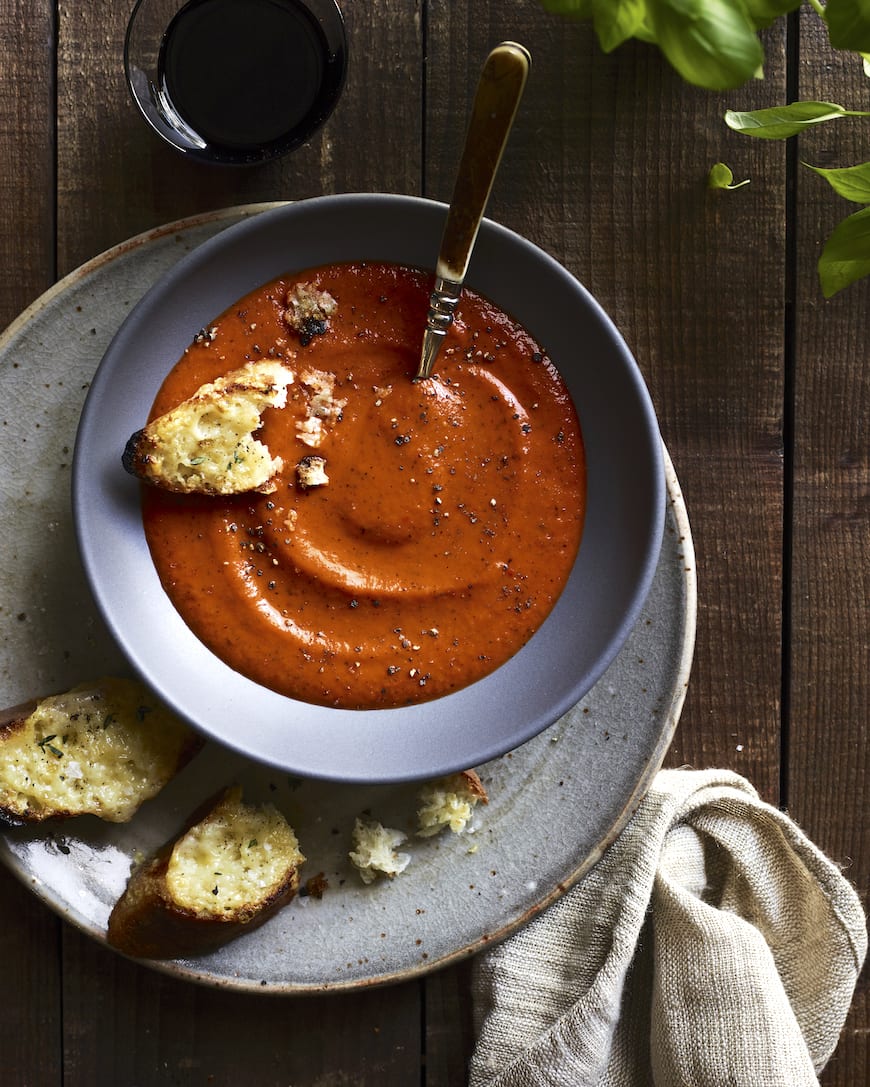 Roasted Tomato Basil Soup from www.whatsgabycooking.com (@whatsgabycookin)
